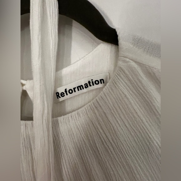 Reformation maxi long sleeve crepe dress with side slit and tie waist S - Picture 3 of 4